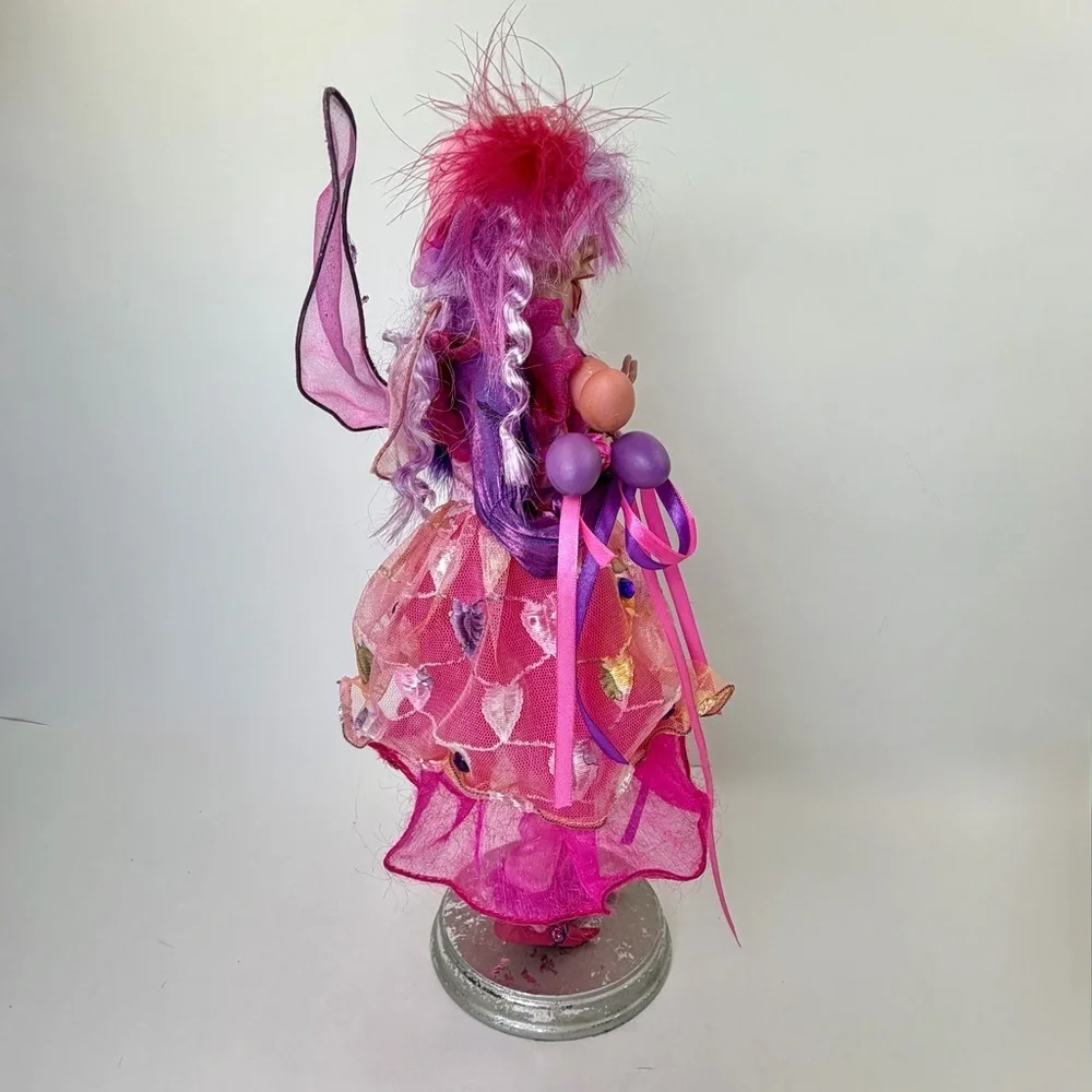 Vintage Whimsical Easter Fairy Figurine Pink Purple Egg Pixie Spring Decor 15”